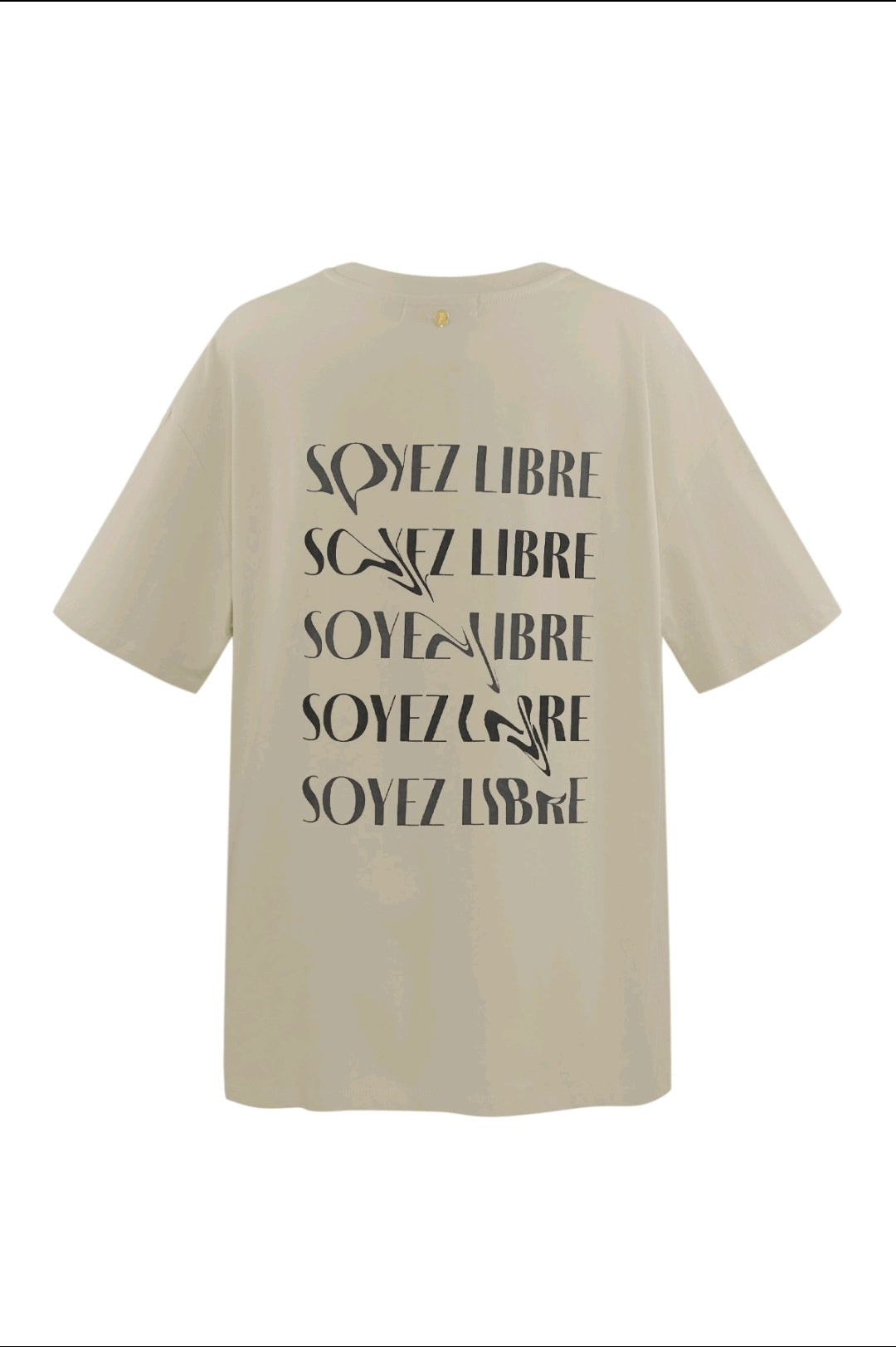 Libre T-shirt Beige – Oversized Dames T-shirt met Soyez Libre Print