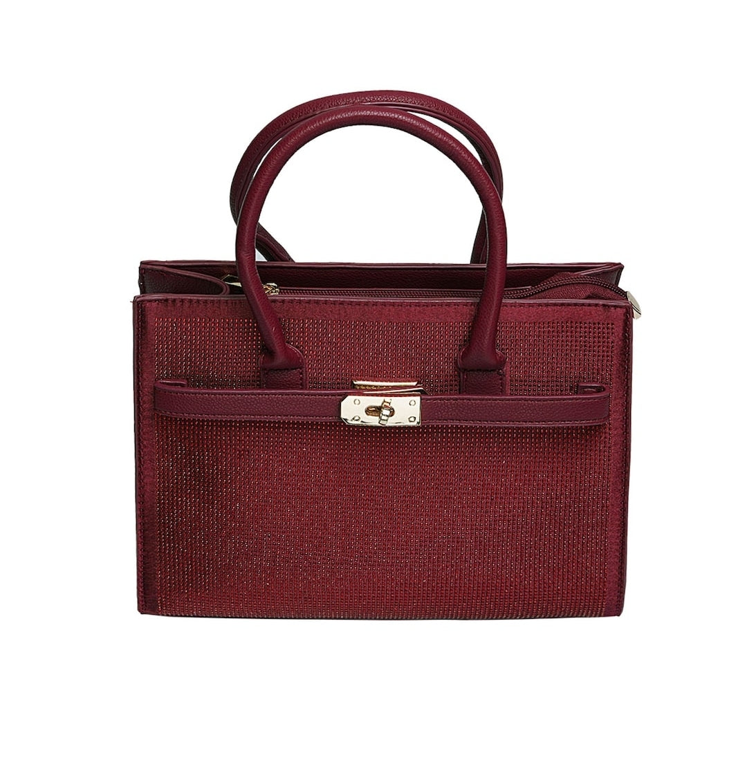Handtas/ schoudertas bordeaux/strass