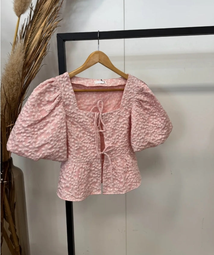 Flower tie top pink