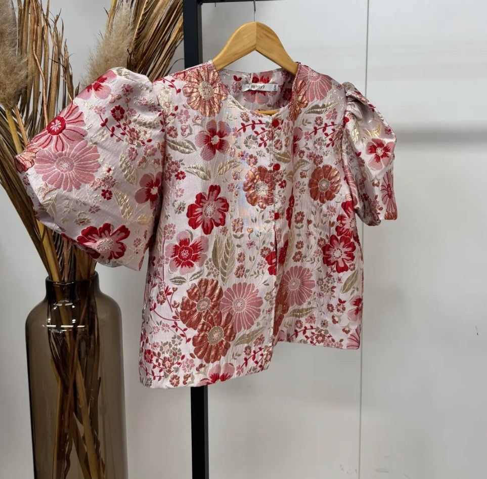 Puff flower top roze