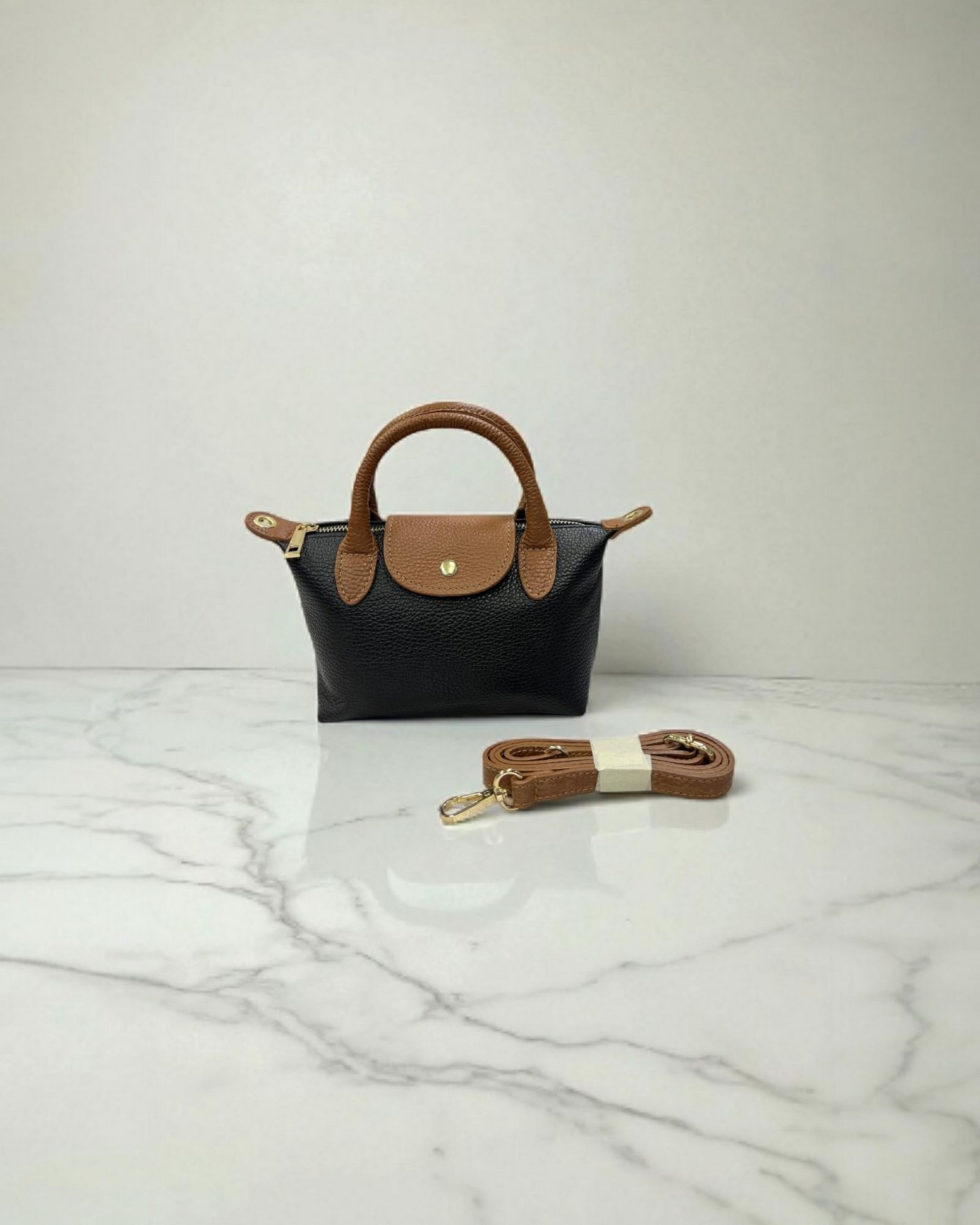 Maive bag echt leder zwart