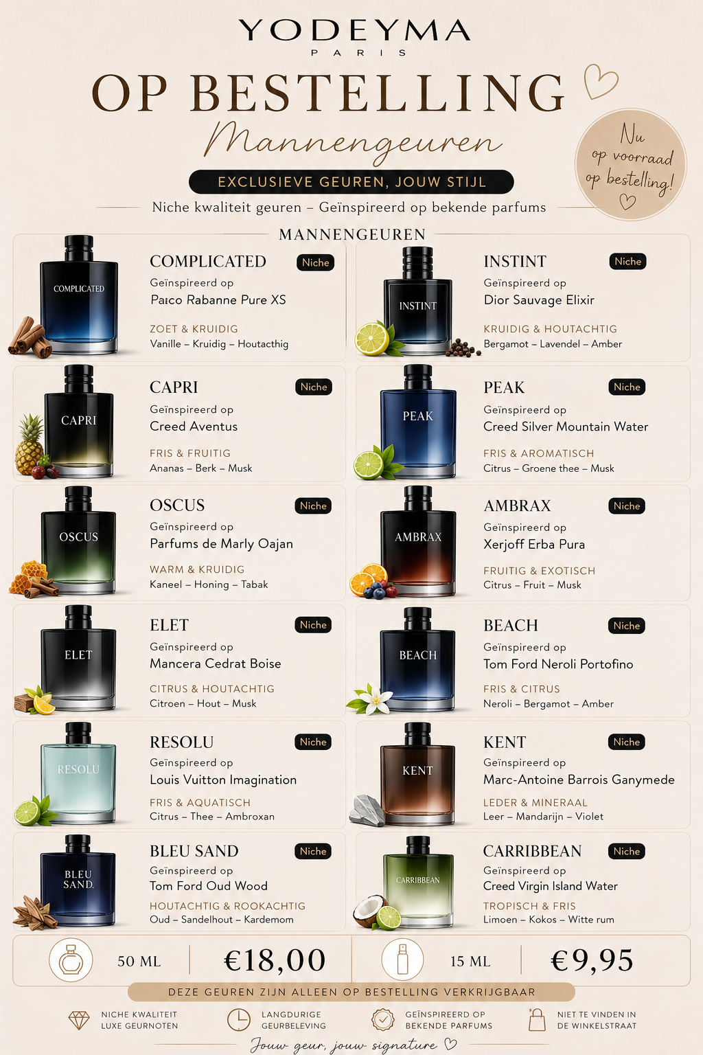 Parfums op aanvraag 50 ml