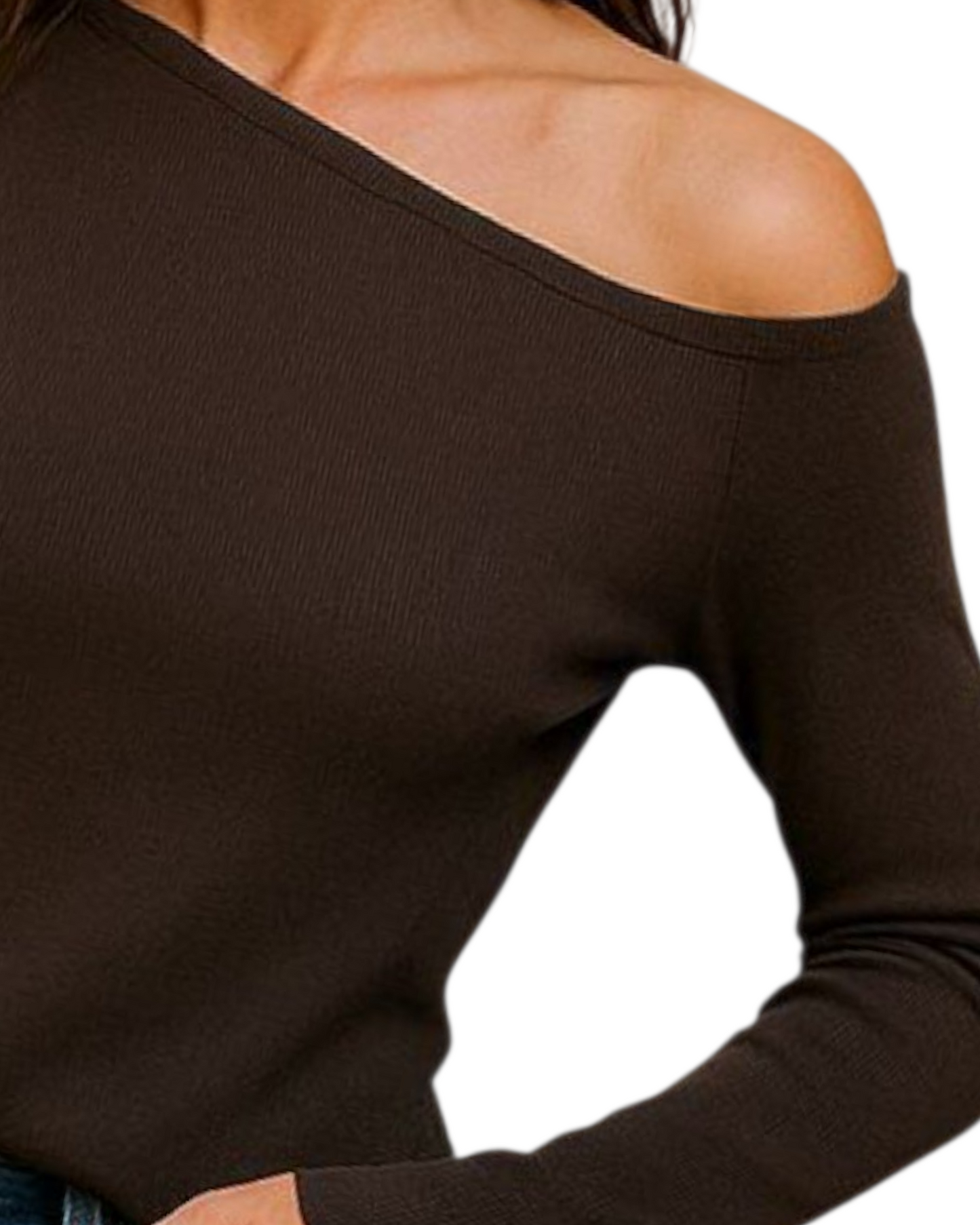 Off schoulder top/ bruin