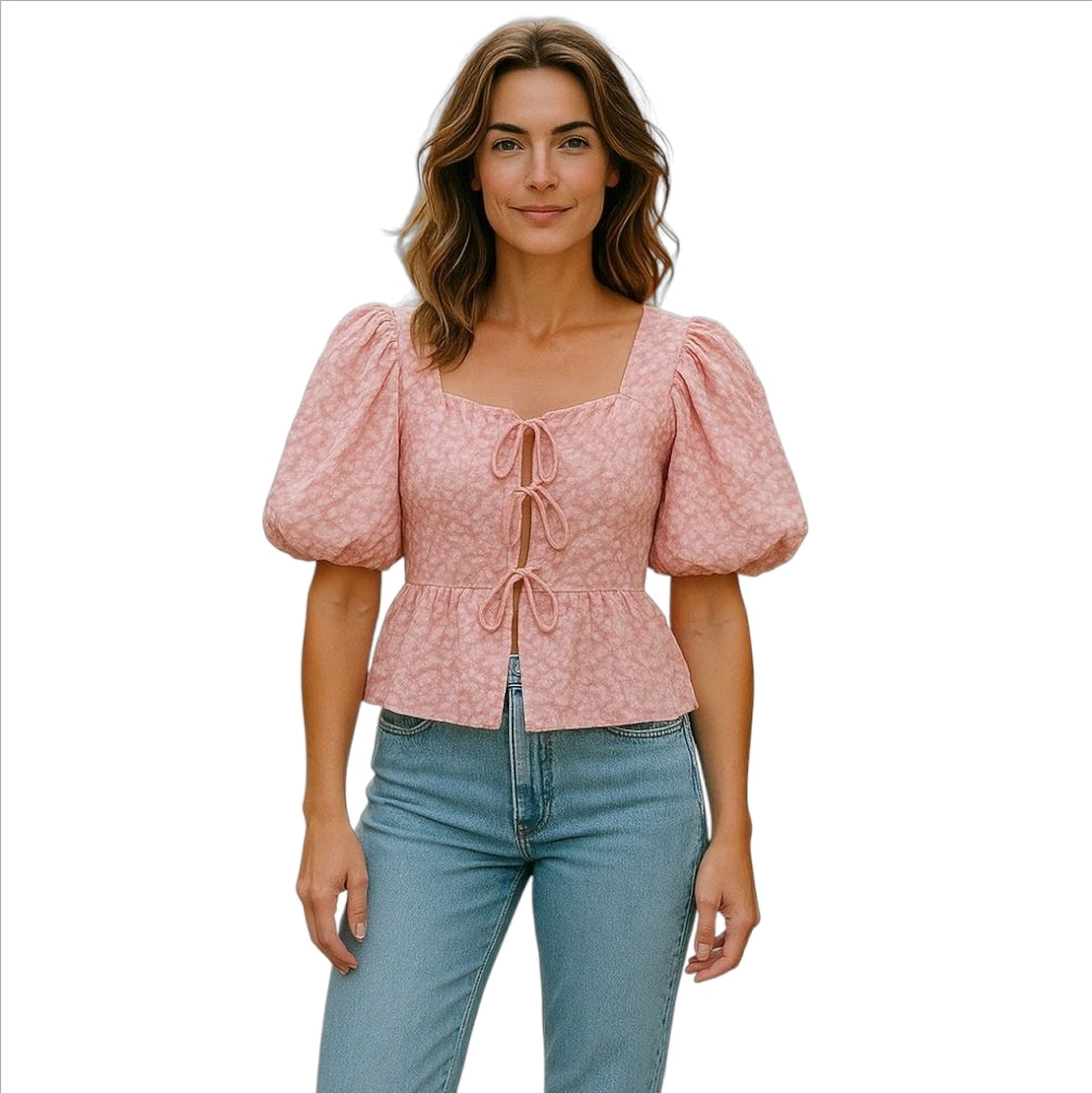 Flower tie top pink