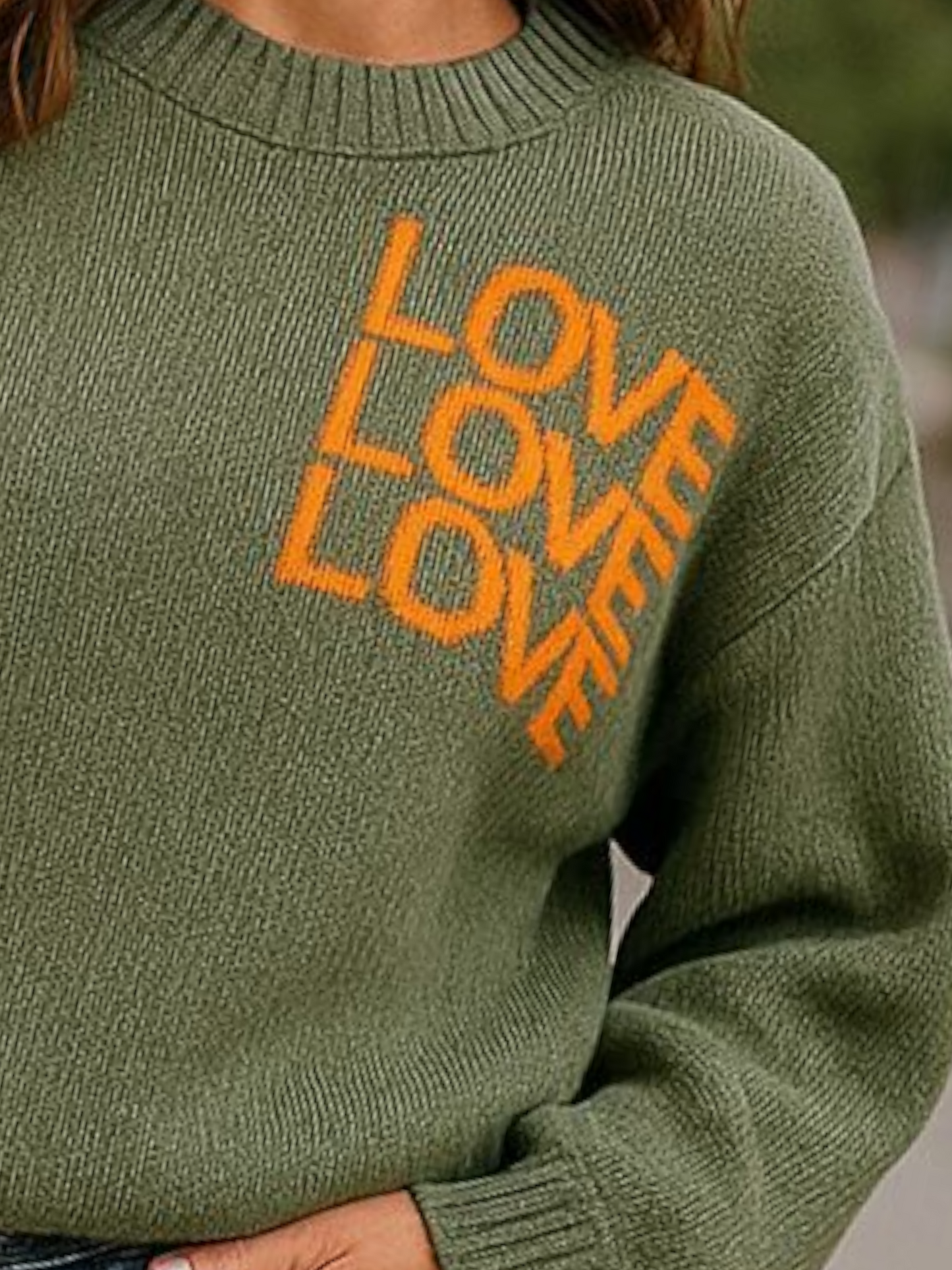 Knit sweater love green