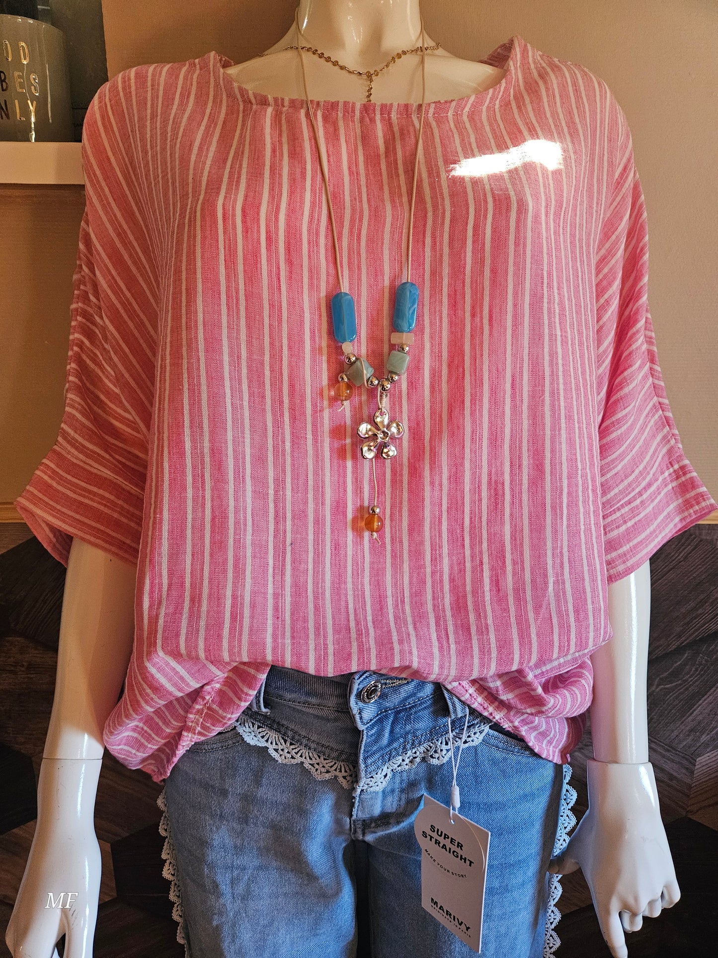 Striped blouse roze