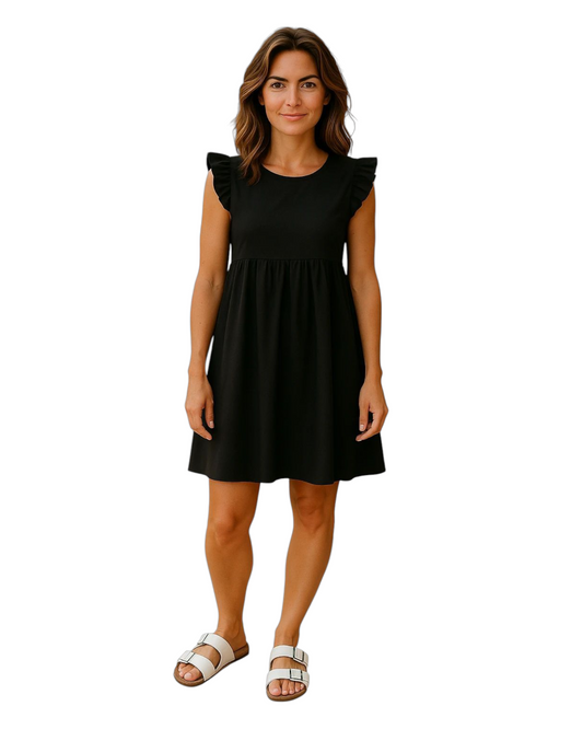 Ruffle dress Kyra zwart