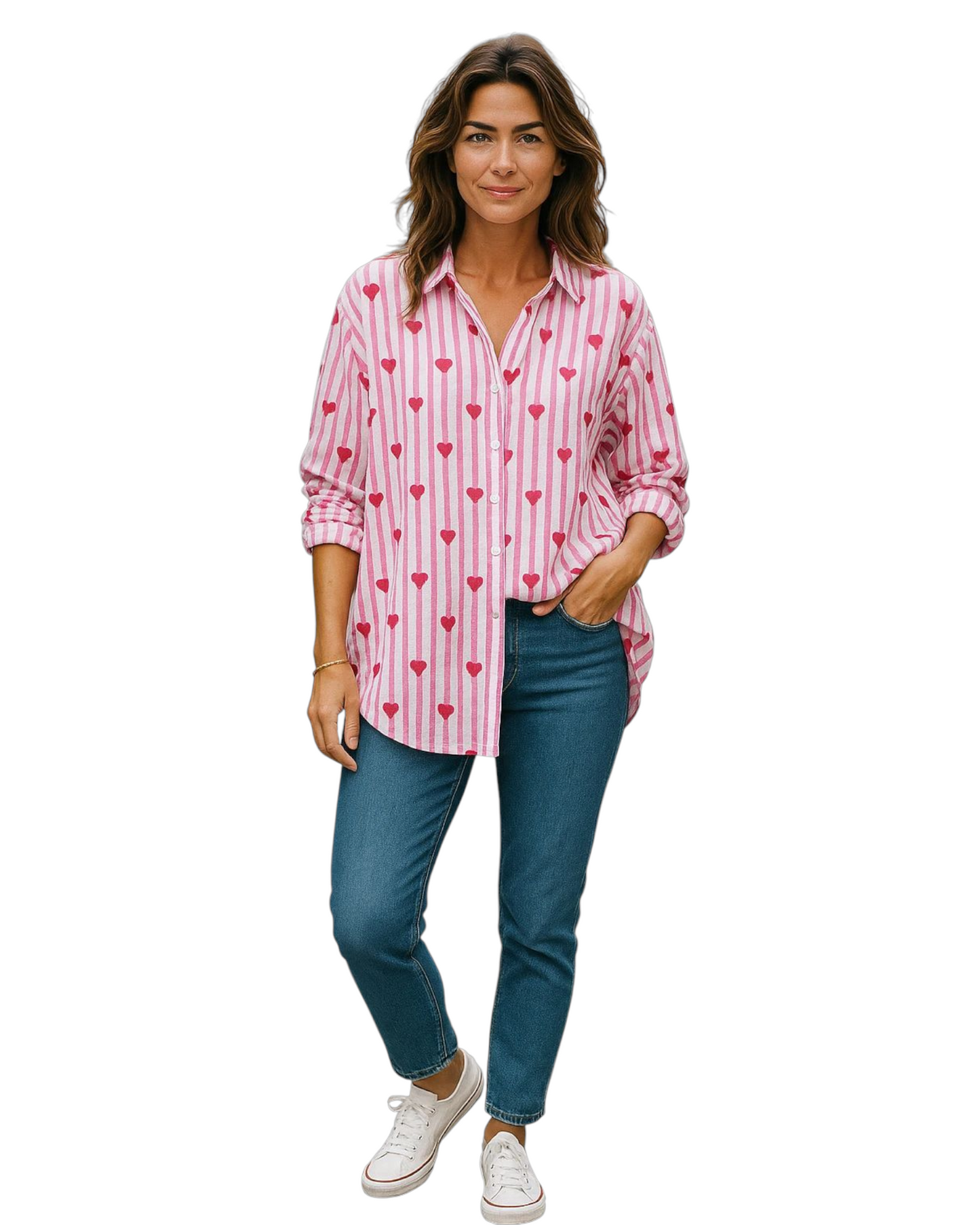 Blouse met hartjes en strepen 100% katoen