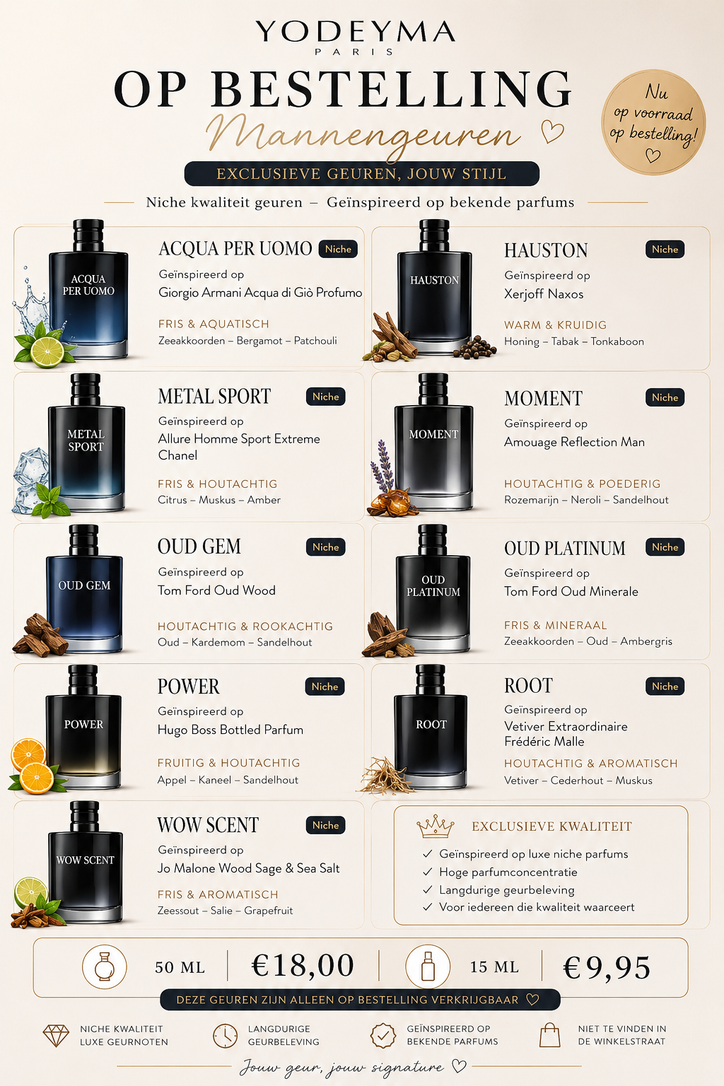 Parfums op aanvraag 50 ml