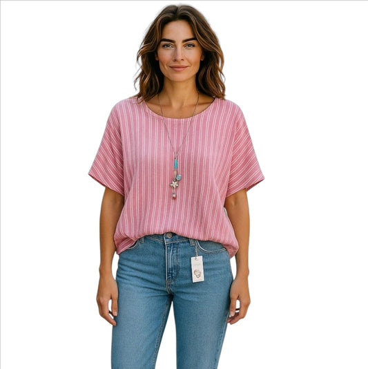 Striped blouse roze