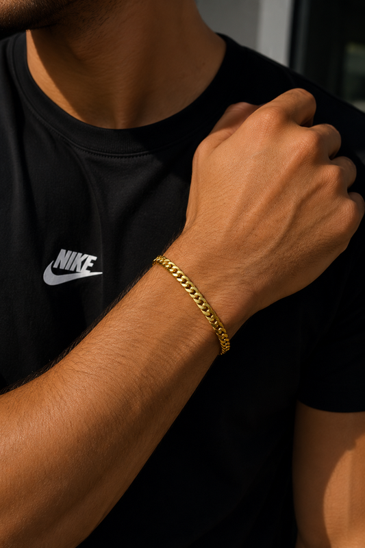 Gouden Visgraat Schakelarmband 6 mm