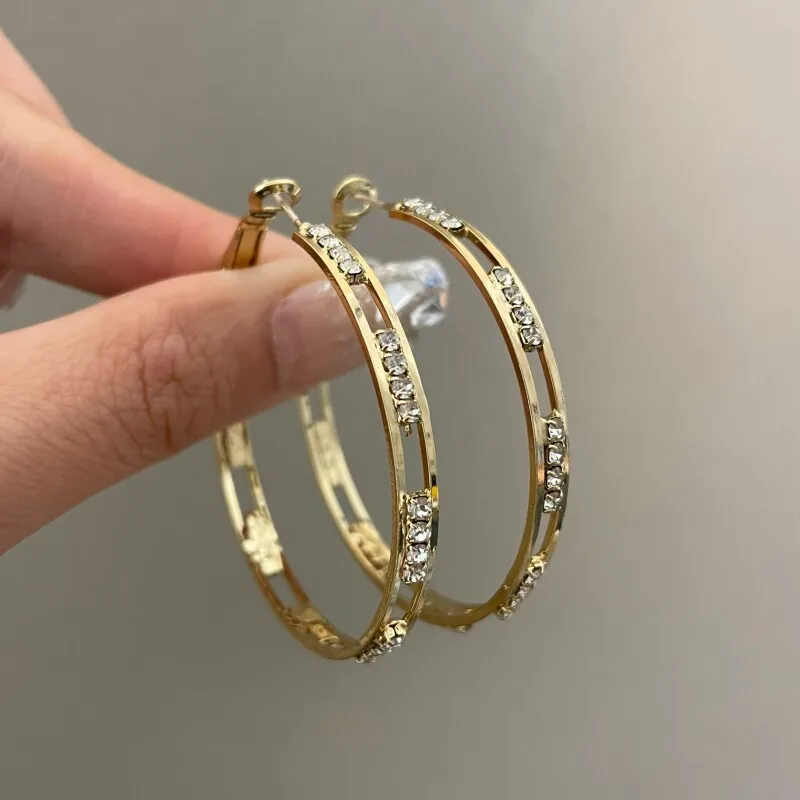 Gouden Strass Hoop Oorbellen