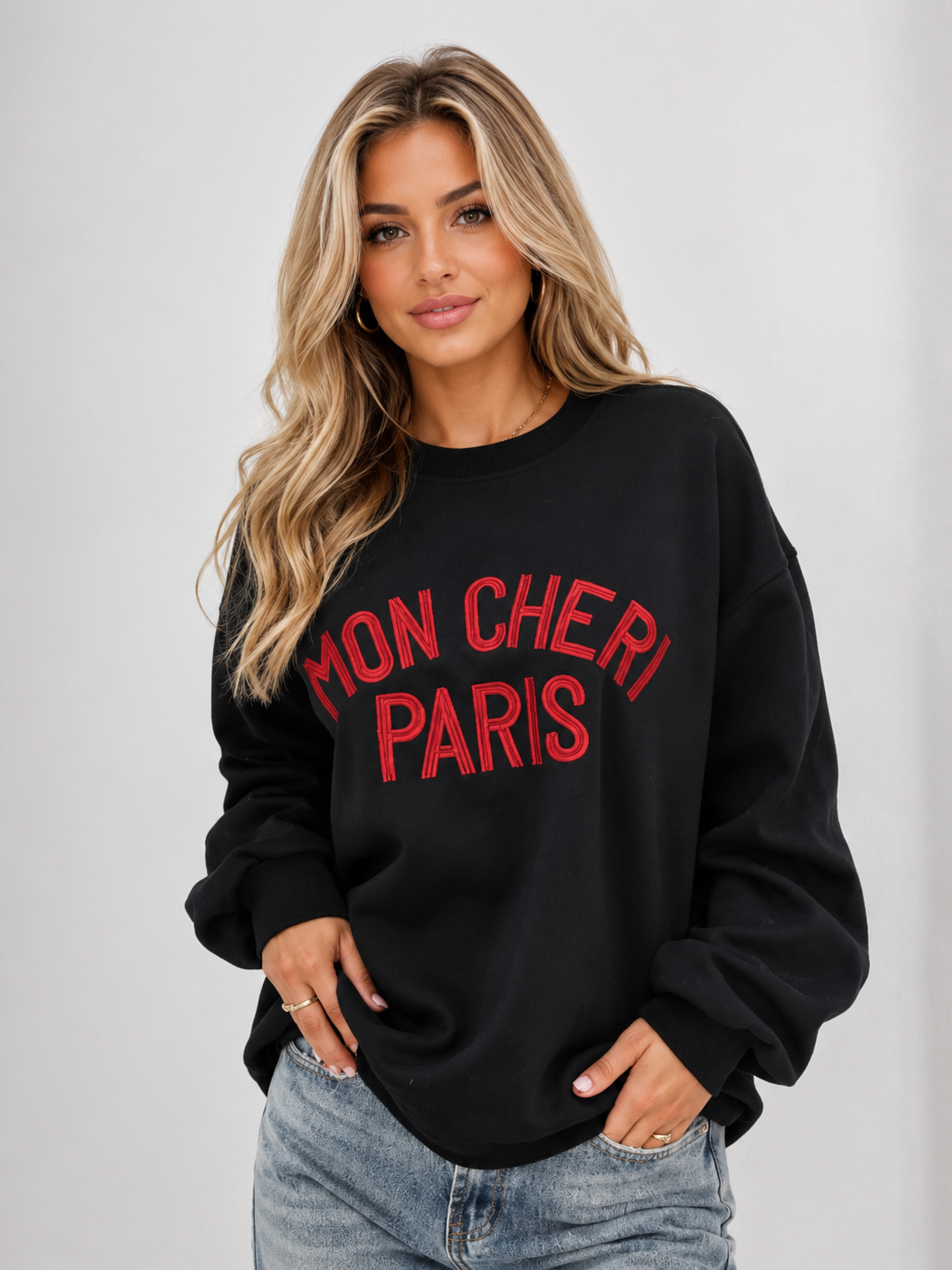 Mon Chéri Paris Sweater – Oversized Dames Trui met Franse Print