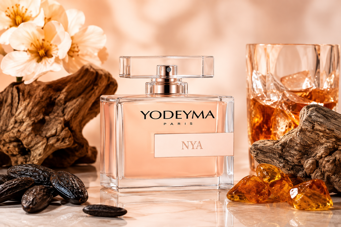 Yodeyma Nya Eau de Parfum luxe niche parfum met warme geurnoten van whisky, cacao en eikenhout – verkrijgbaar bij Mavazi Fashion PV.
