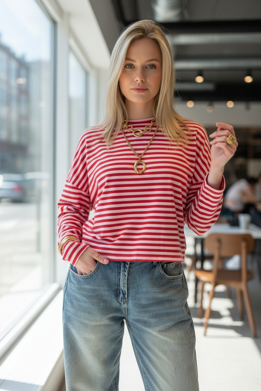 Oversized Mia shirt rood/rose