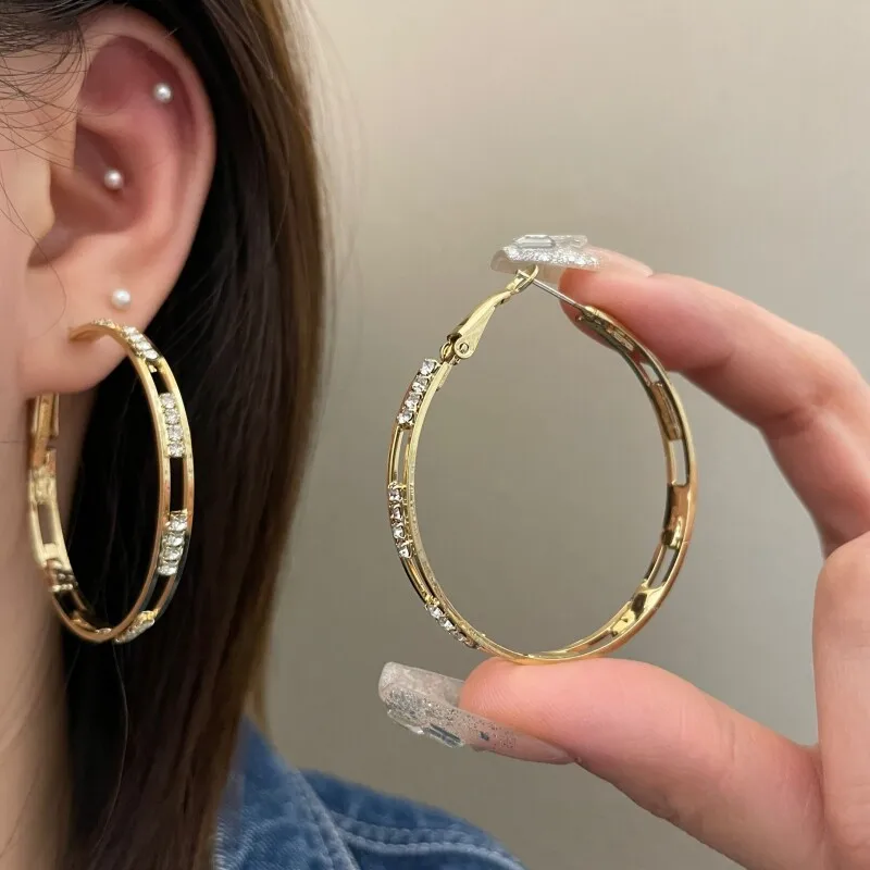 Gouden Strass Hoop Oorbellen