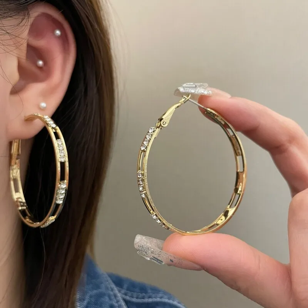 Gouden Strass Hoop Oorbellen