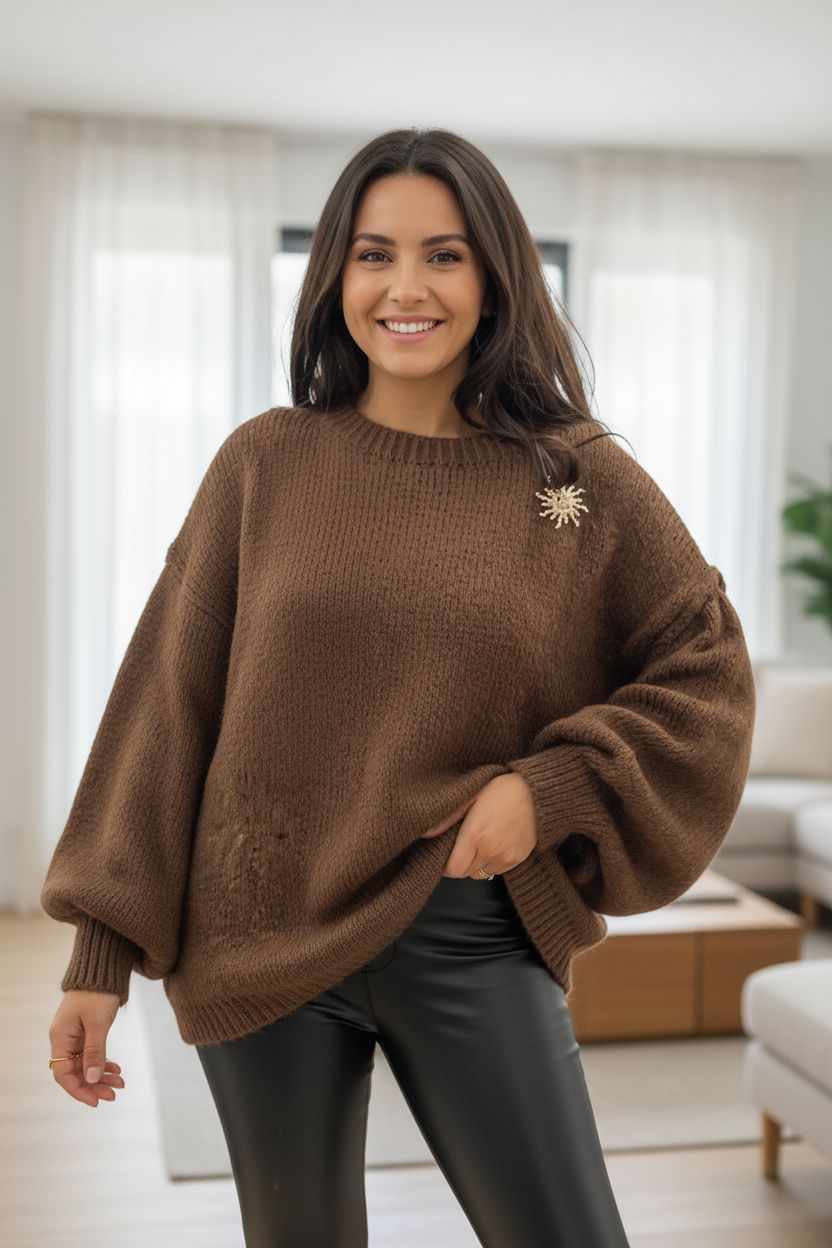 Knit sweater  |  Brown