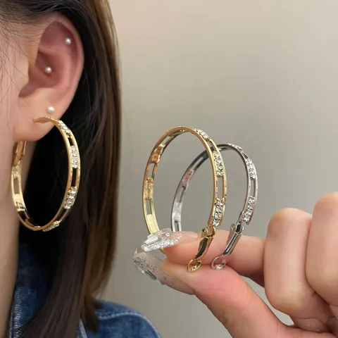 Gouden Strass Hoop Oorbellen