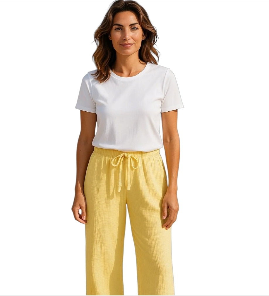 Gele katoenen broek
