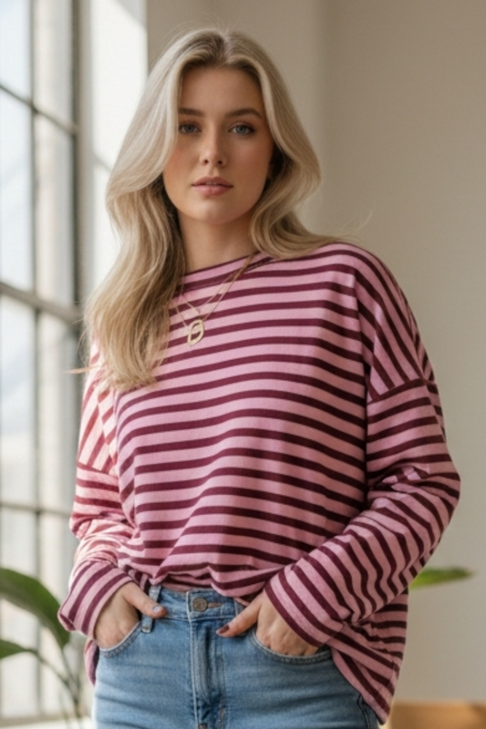 Oversized Mia shirt bordeaux/rose