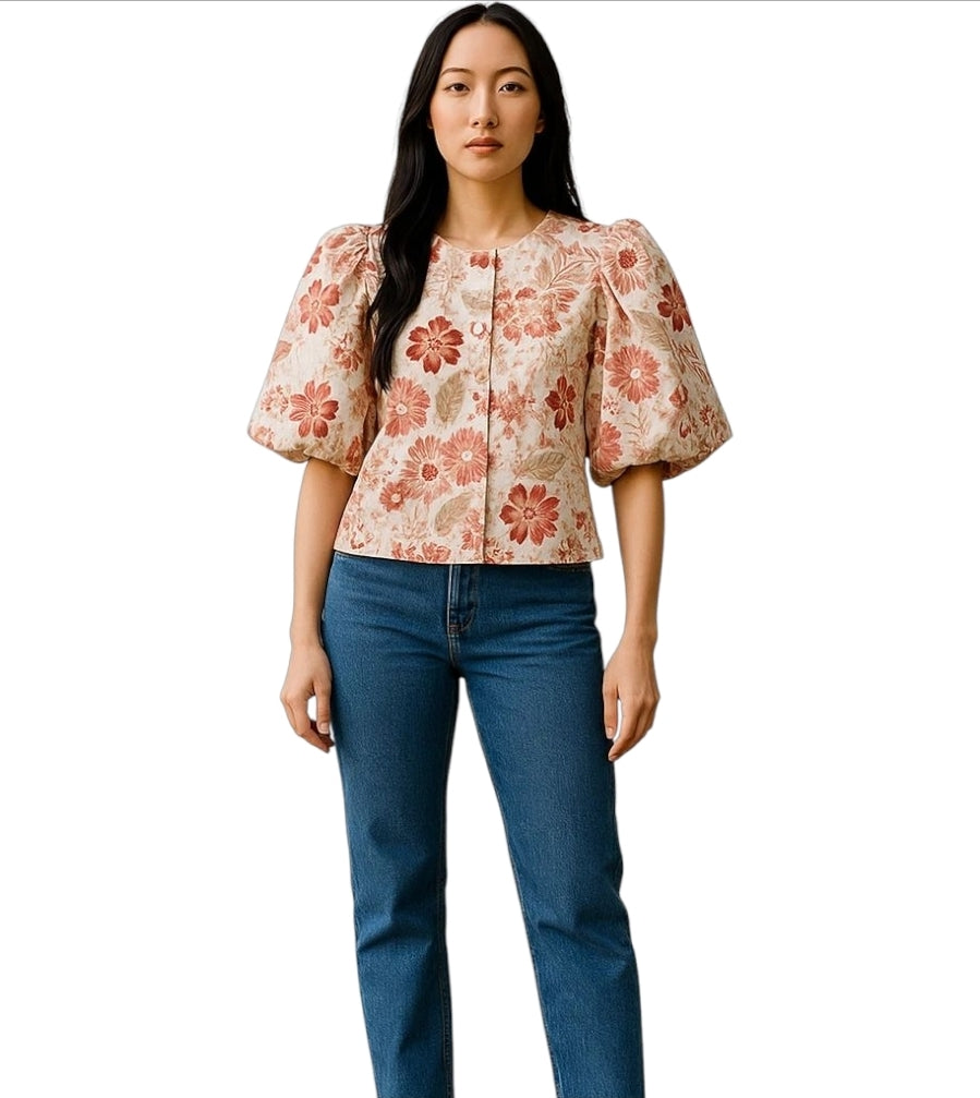 Puff flower top roze