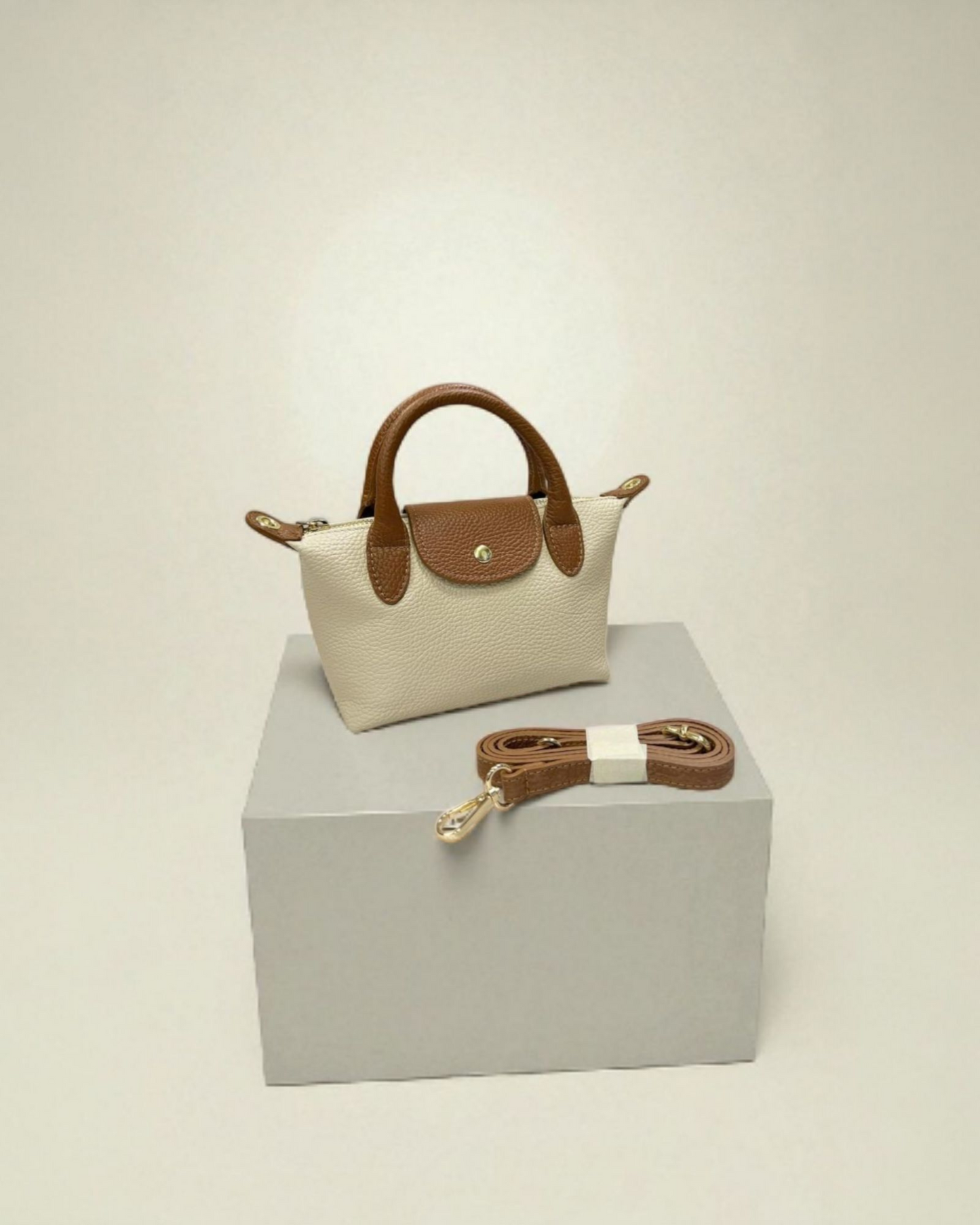 Maive bag echt leder beige