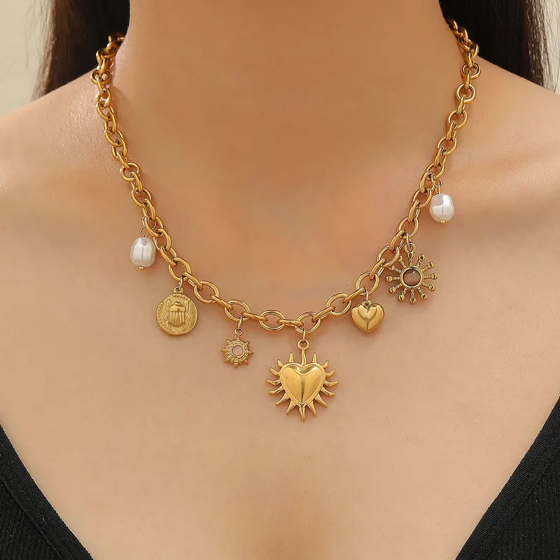 Charm Ketting met Parels & Hangers – Roestvrij Staal