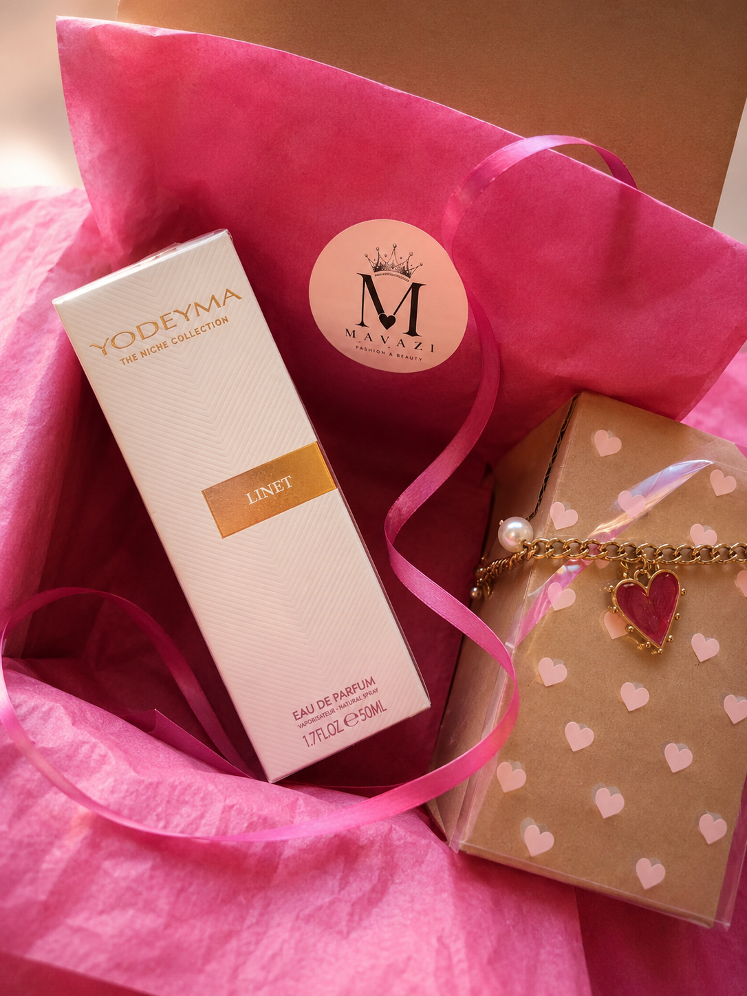 Giftset Linet | Yodeyma Parfum & Hartjesketting | Keuze uit 15 ml of 50 ml