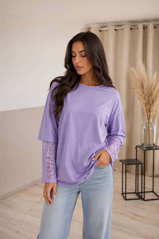 Lace T-shirt lila