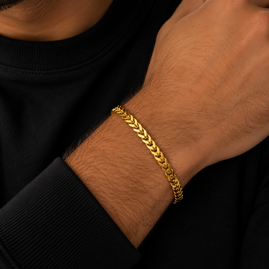 Gouden Visgraat Schakelarmband 6 mm