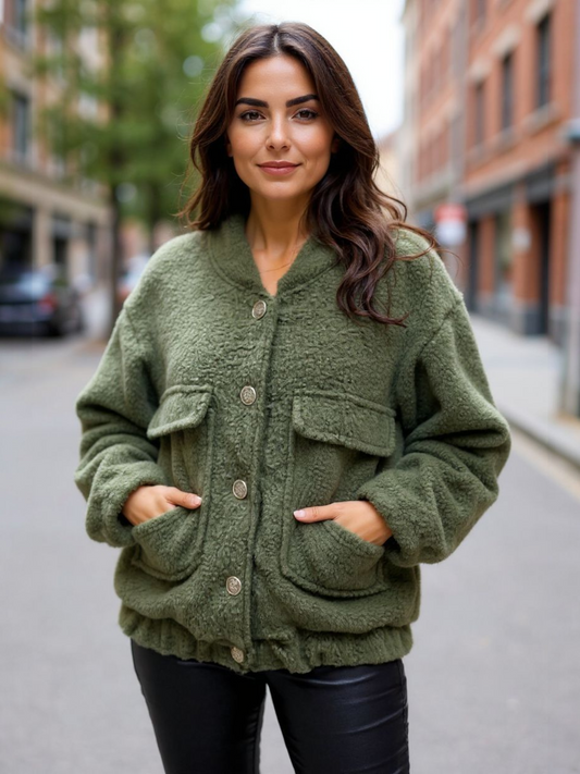 Teddy tussenjas | khaki dagactie !!!