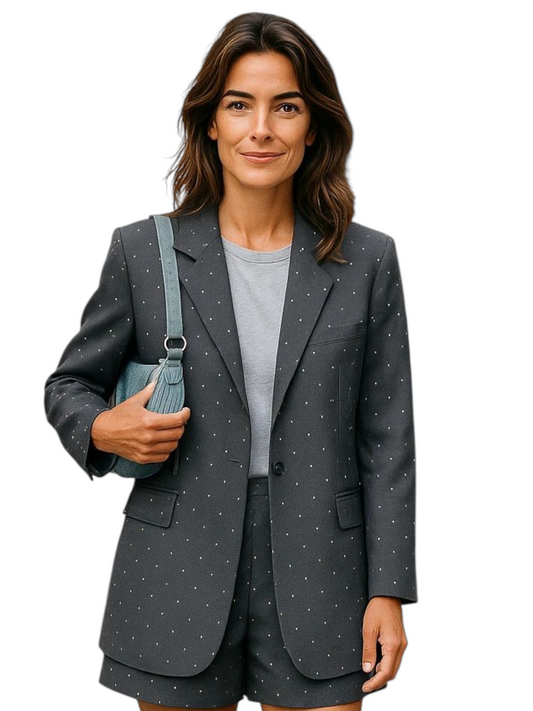 Strass Blazer | grijs   m/l past met xl