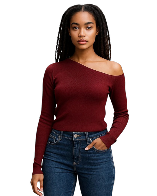 Bordeaux off shoulder top