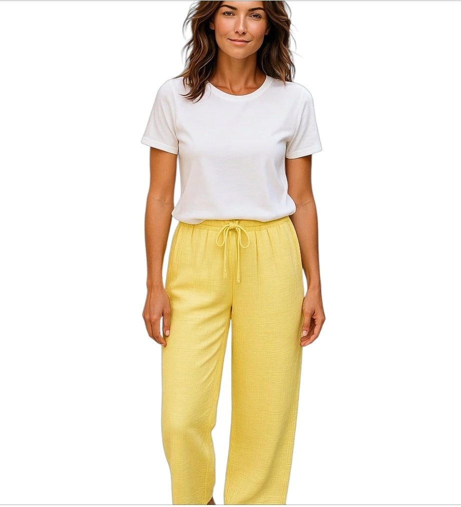 Gele katoenen broek