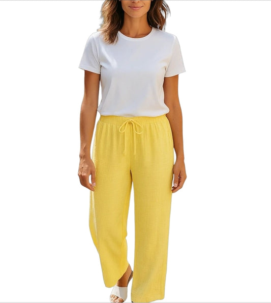 Gele katoenen broek