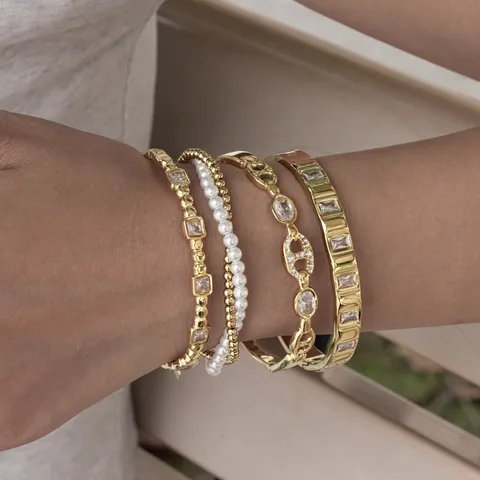 Luxe Schakel Armband met Kristallen – Roestvrij Staal