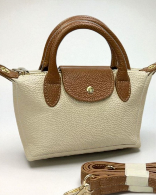 Maive bag echt leder beige