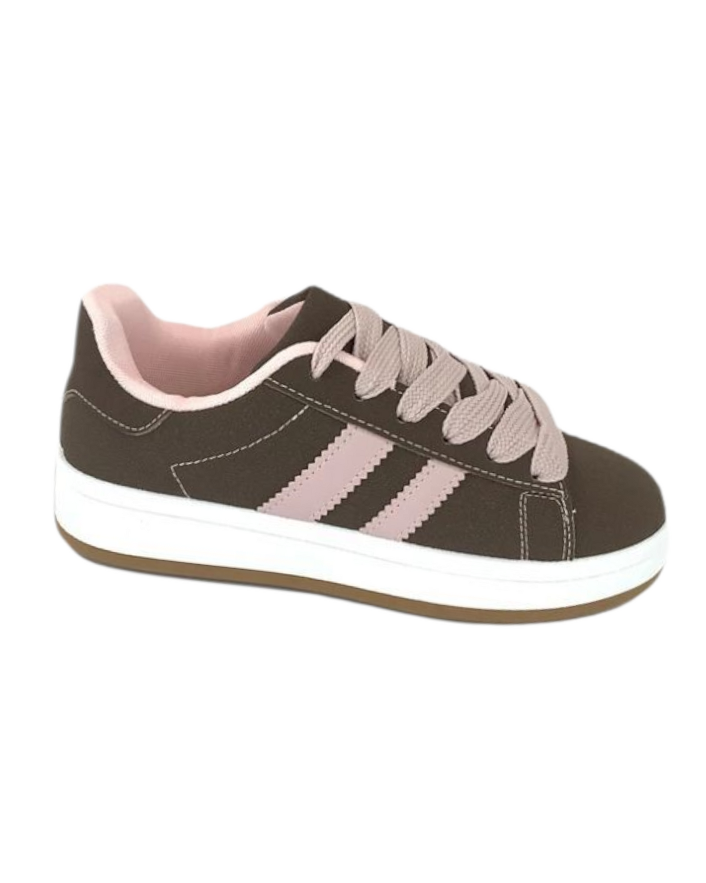Stripe casual sneaker bruin/rose