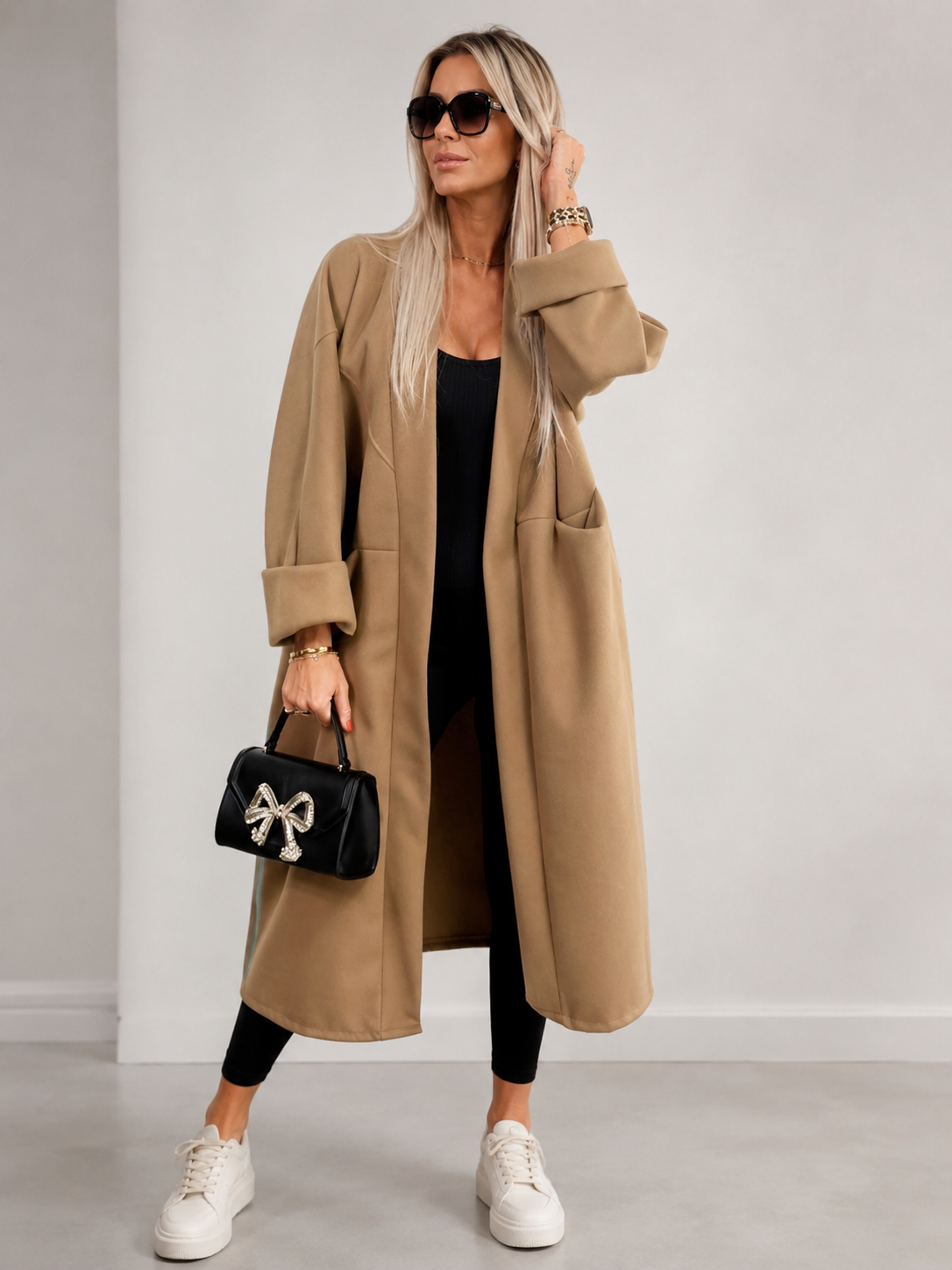 Camel Chic Mantel – Lange Damesmantel voor Herfst & Winter