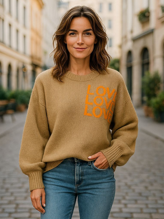 Knit love sweater Camel