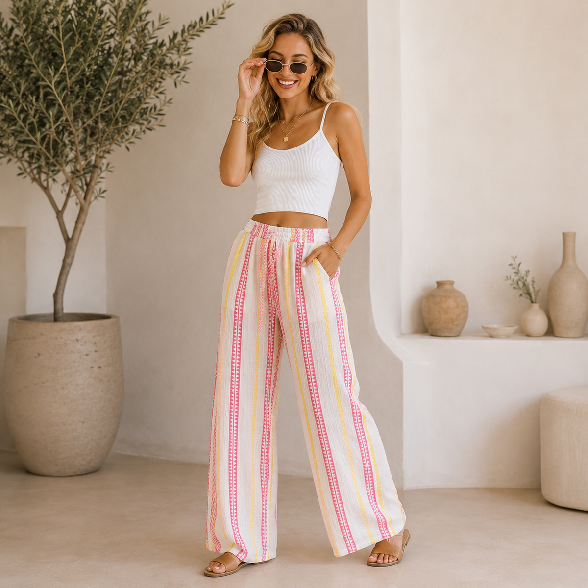 Zigzag Katoenen Broek Neon – Vrolijke Zomerbroek