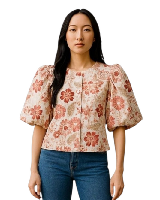 Puff flower top roze