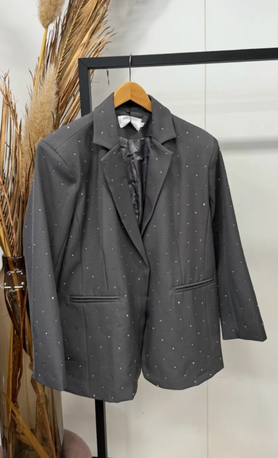 Strass Blazer | grijs   m/l past met xl