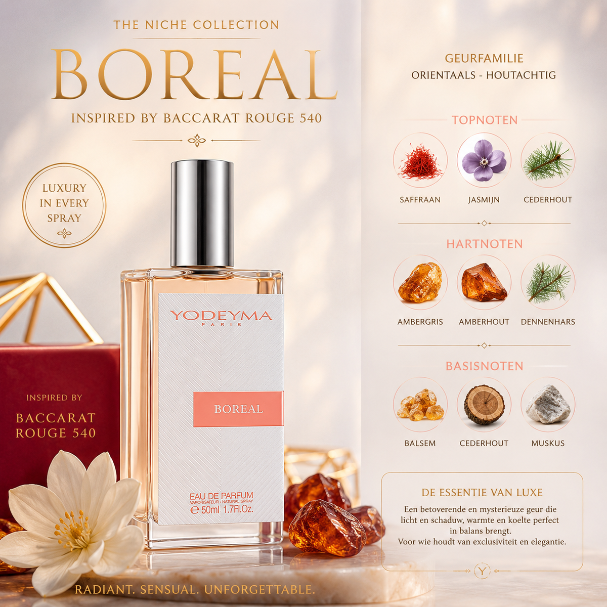 Boreal Yodeyma | Niche uniseks geur geïnspireerd op Baccarat Rouge 540