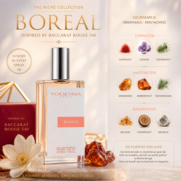 Boreal Yodeyma | Niche uniseks geur geïnspireerd op Baccarat Rouge 540