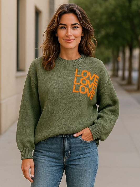 Knit sweater love green