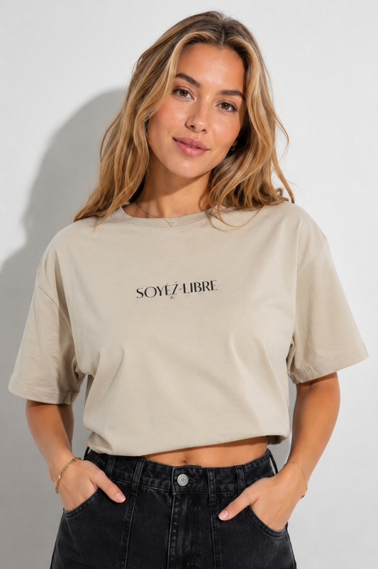 T-shirt libre beige