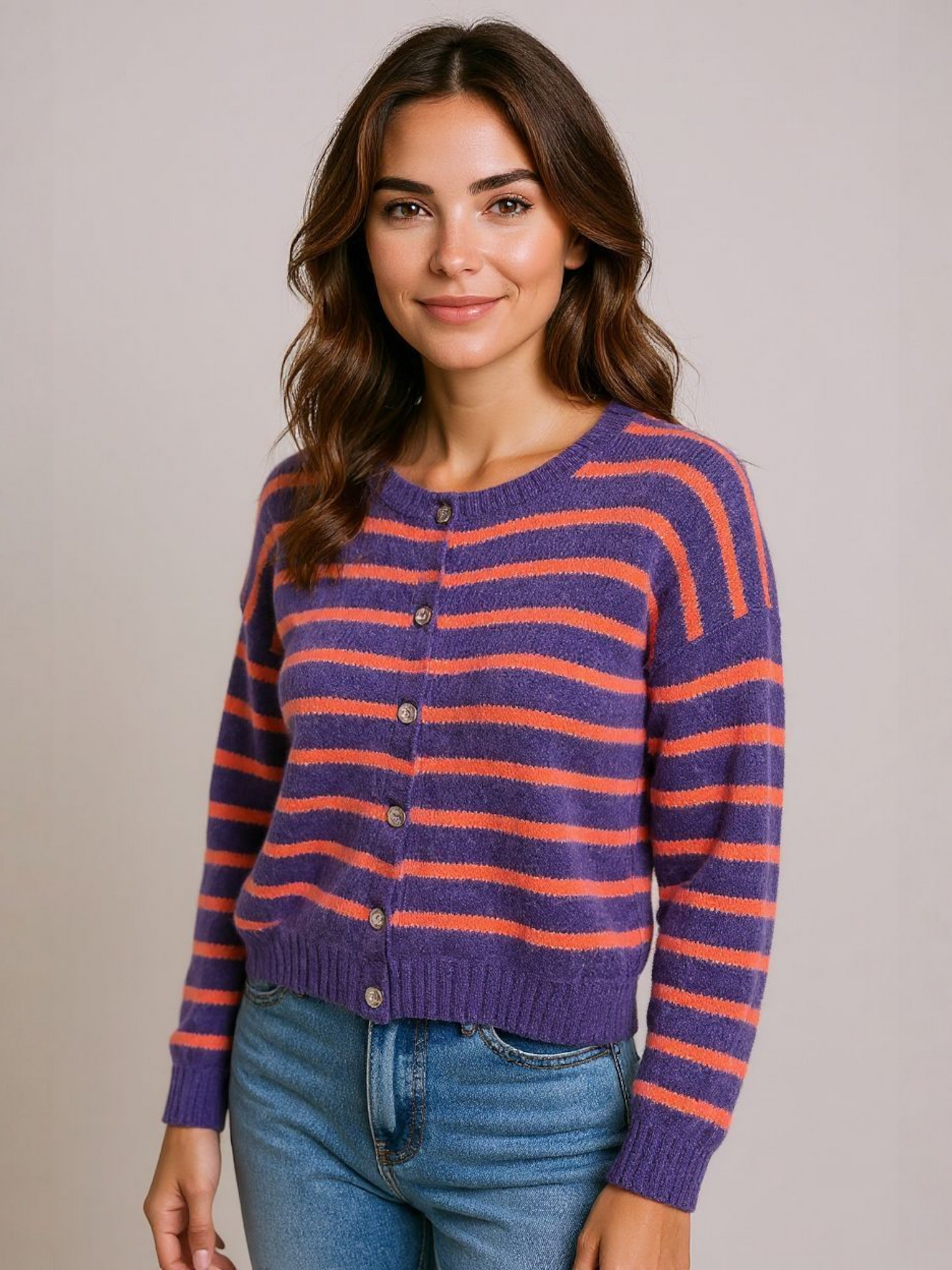 Knit vest paars/oranje