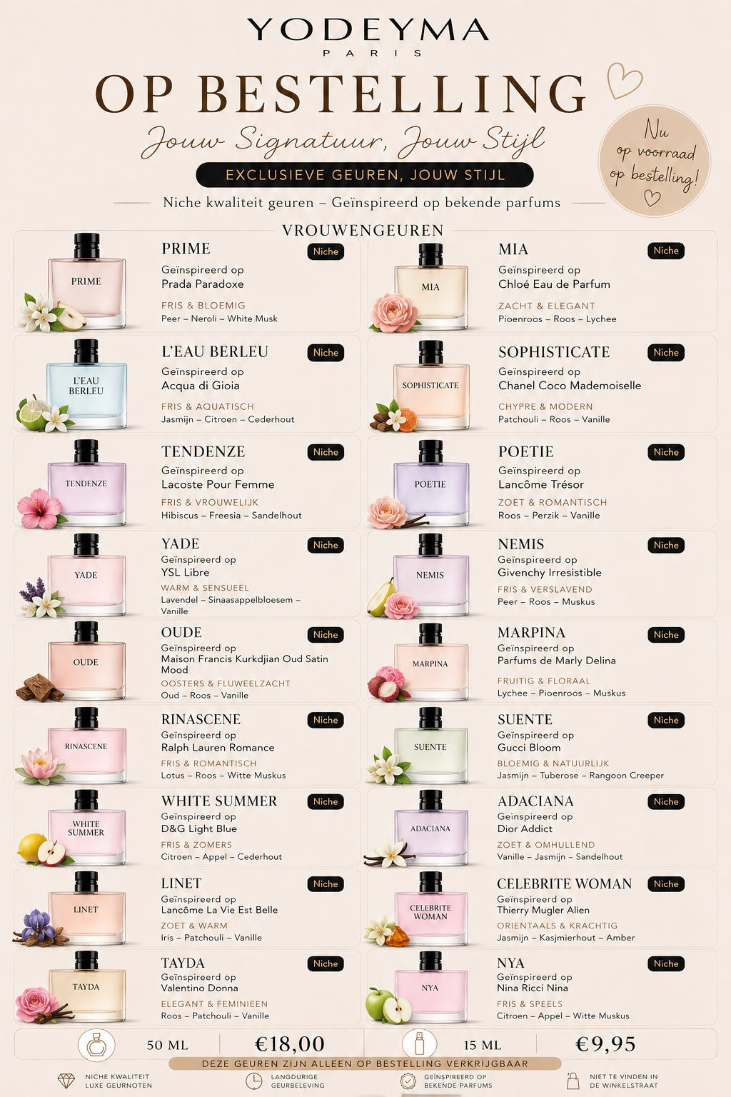Parfums op aanvraag 50 ml